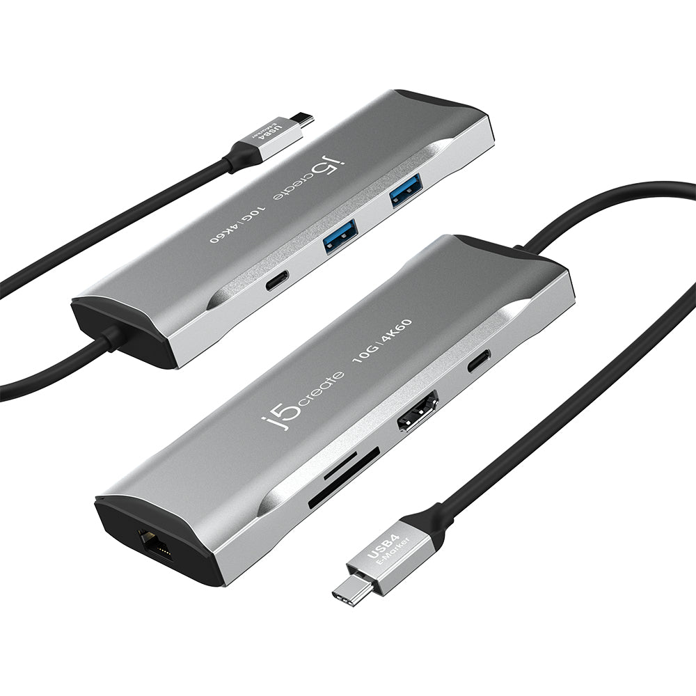j5create JCD393-N Multiport-Adapter – USB-C, 1× HDMI, 2× USB-A, 2× USB-C, 100 W PD, GbE, SD/microSD