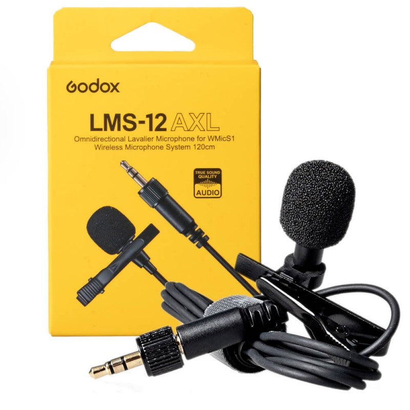 Godox LMS-12 AXL Lavaliermikrofon – 3,5 mm Klinke, Kabelgebunden, Omnidirektional, 20–20'000 Hz, Schwarz