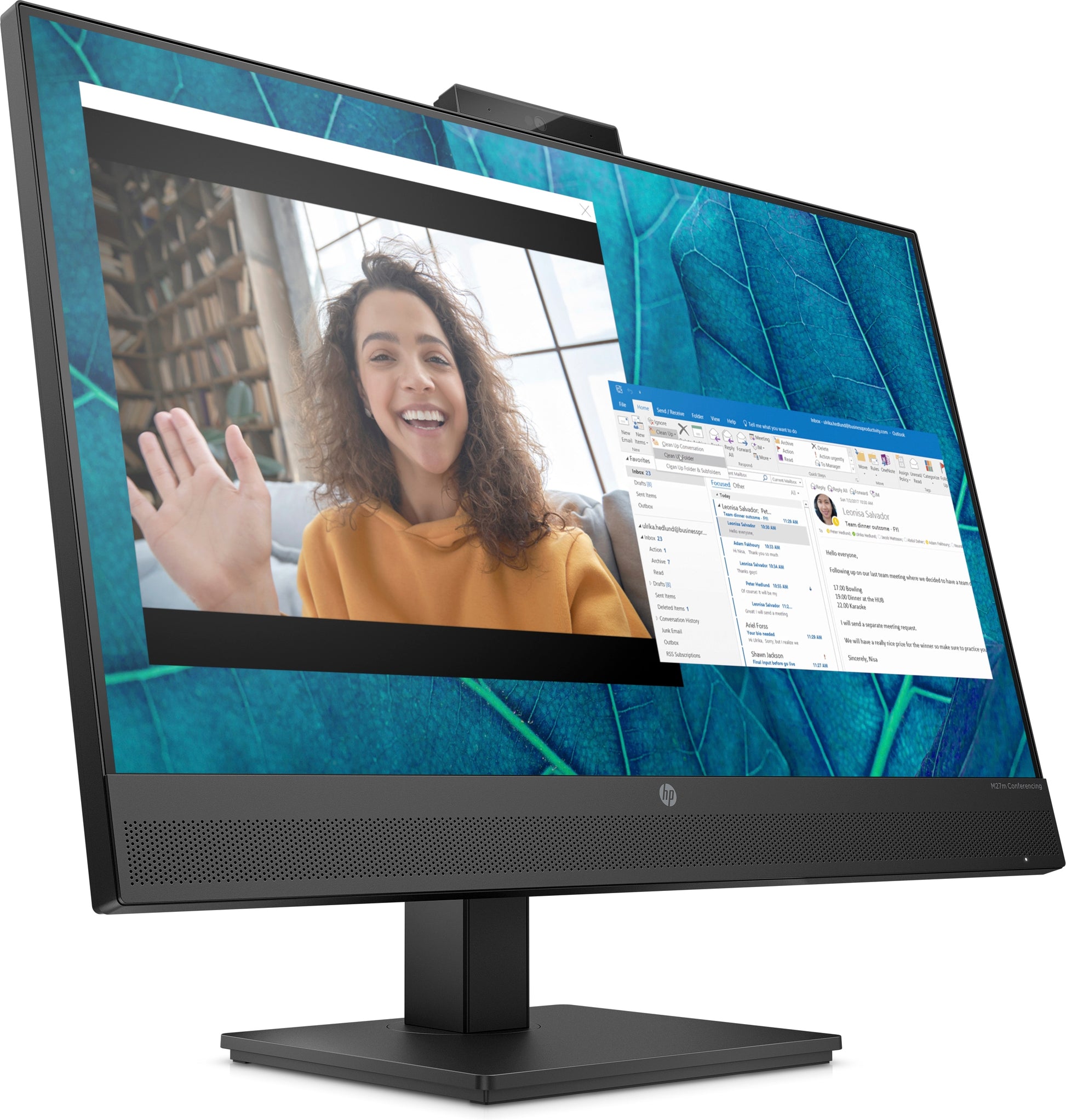 HP M27M – Monitor, 27", 1920 × 1080 (Full HD), IPS, 75 Hz, 300 cd/m², Webcam, USB-C, VESA 100 × 100, Schwarz