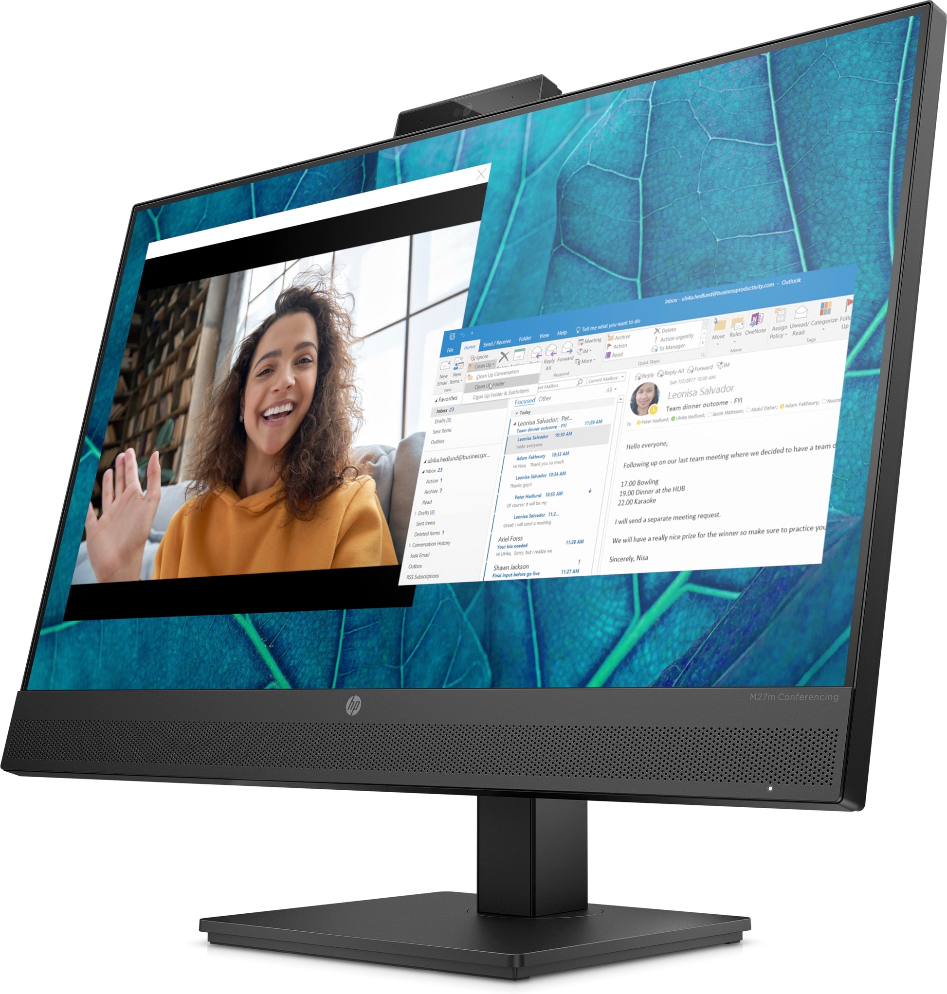HP M27M – Monitor, 27", 1920 × 1080 (Full HD), IPS, 75 Hz, 300 cd/m², Webcam, USB-C, VESA 100 × 100, Schwarz