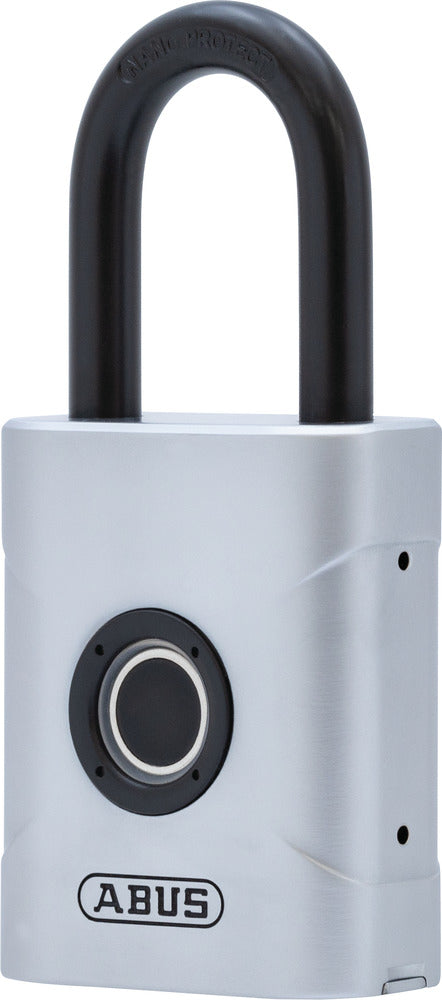 ABUS Fingerabdruck-Vorhängeschloss Fingerprint Touch 57/45 – 45 × 23 × 59 mm, silber