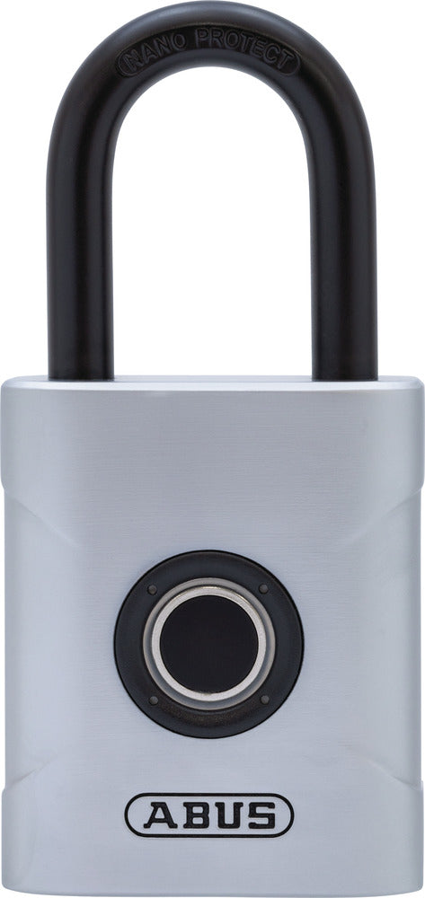 ABUS Fingerabdruck-Vorhängeschloss Fingerprint Touch 57/45 – 45 × 23 × 59 mm, silber