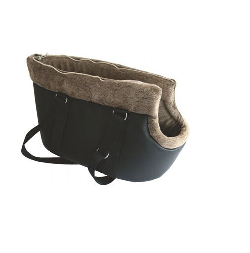 SwissPet Bali – Tragetasche, Kunstleder/Velour, Dunkelbraun, 24 × 24 × 40 cm