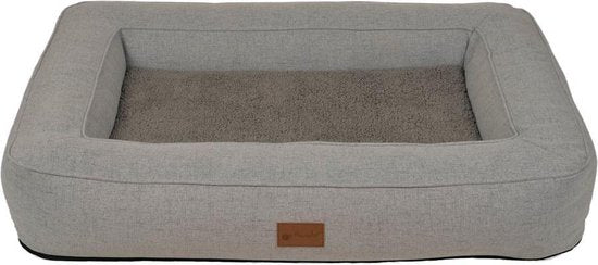 Petlando Lima Ortho Orthopädisches Hundebett – 55 × 80 × 17 cm, Schaum, Kunstfellbezug, abnehmbar, Grau