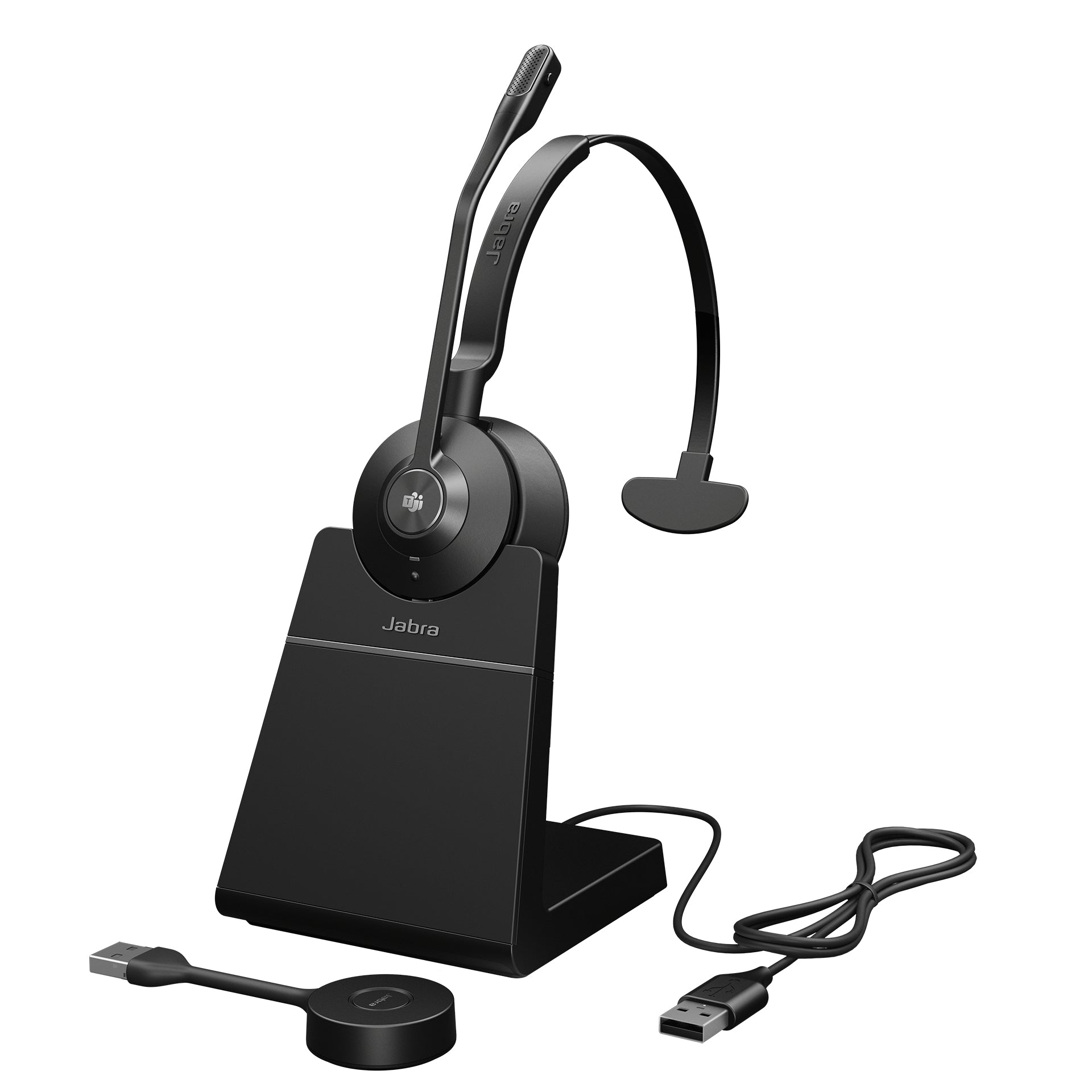 Jabra Engage 55 Office-Headset – On-Ear, Mono, BT, mit USB-A-Dongle, mit Ladestation, Schwarz/Titan