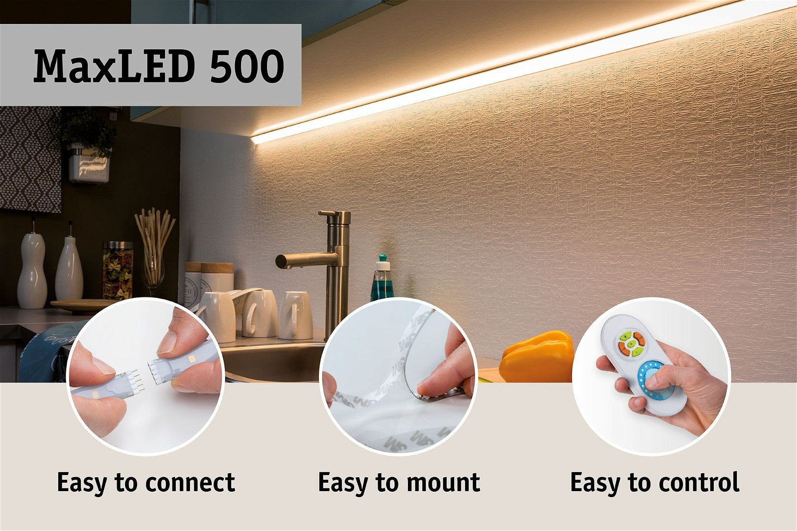Paulmann LED-Strip MaxLED 500 – 10 m, mehrfarbig, dimmbar, 72 W – Silber