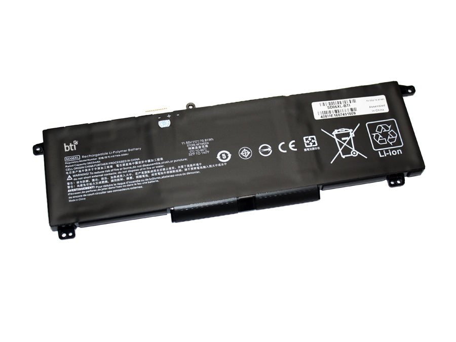 BTI Notebook-Akku – für HP – 71 Wh, 11,55 V (6 Zellen) – Schwarz