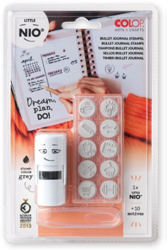 Colop Selbstfärbender Stempel – Bullet Journal – 10 Motive, inkl. Stempelkissen – für Papier