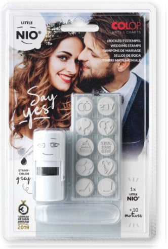 Colop Stempel-Set – Hochzeit – 10 Stempel, 1 Stempelkissen – Grau – für Papier