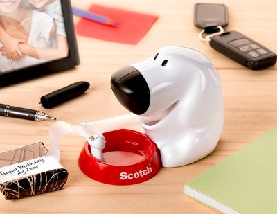 Scotch Tischabroller Dog – für Rollenbreite bis 19 mm, für Bandlänge bis 33 m, für Kern 1", Metallmesser