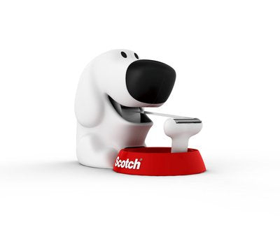 Scotch Tischabroller Dog – für Rollenbreite bis 19 mm, für Bandlänge bis 33 m, für Kern 1", Metallmesser