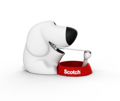 Scotch Tischabroller Dog – für Rollenbreite bis 19 mm, für Bandlänge bis 33 m, für Kern 1", Metallmesser