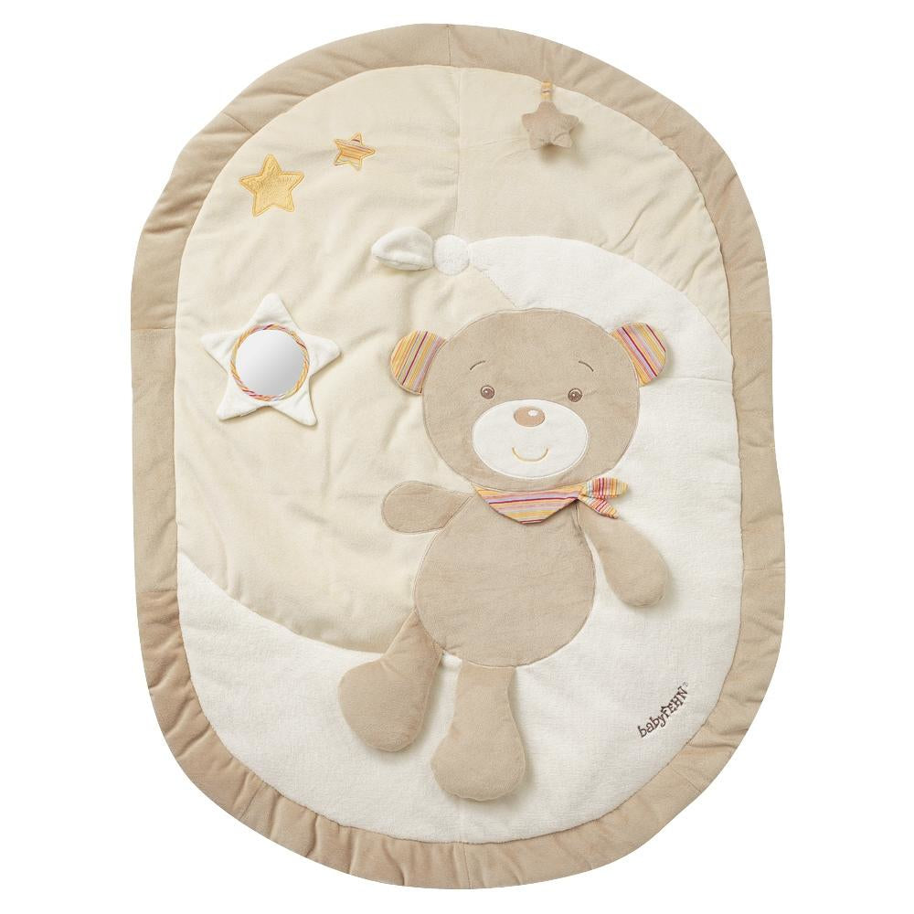 Fehn Krabbeldecke mit Spielbogen Bär Rainbow – 105 × 80 cm – ab 0 J. – Plüsch