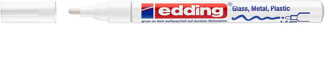Edding 751 Lackmarker – Rundspitze 1–2 mm – Weiss – für Glas, Metall und Kunststoff