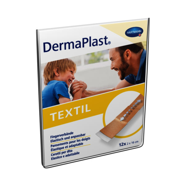 DermaPlast Fingerverband – elastisch, hypoallergen – braun – Textil – 20 × 160 mm – 12 Stk.