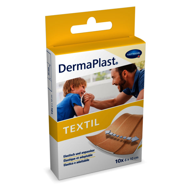 DermaPlast Textilpflaster – hypoallergen, zuschneidbar – braun – 80 × 100 mm – 10 Stk.