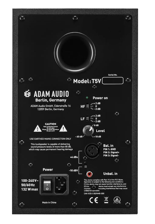 Adam Audio T5V – Aktivlautsprecher – 2-Wege, 70 W, Schwarz