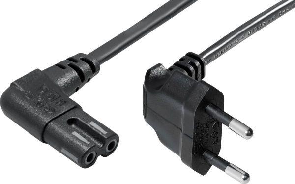 NIWOTRON Netzkabel – Eurostecker (Typ C) – IEC C7, 2 m, 250 V/2,5 A, Schwarz