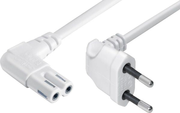 NIWOTRON Netzkabel – Eurostecker (Typ C) – IEC C7, 3 m, 250 V/2,5 A, Weiss