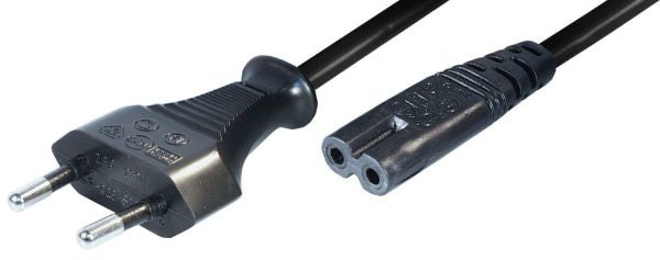 NIWOTRON Netzkabel – Eurostecker (Typ C) – IEC C7, 3 m, 250 V/2,5 A, schwarz