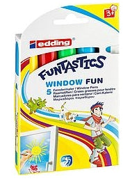 Edding Windowmarker 16 Funtastics Kreidemarker – Pinsel 2–6 mm – 5er-Set, Gemischte Farben