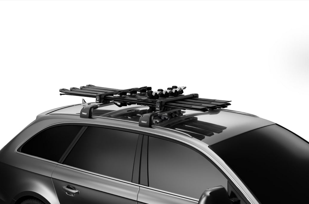 Thule SnowPack Skiträger – für 6 Skier & 4 Snowboards – 87 × 7 × 10 cm – schwarz, abschliessbar