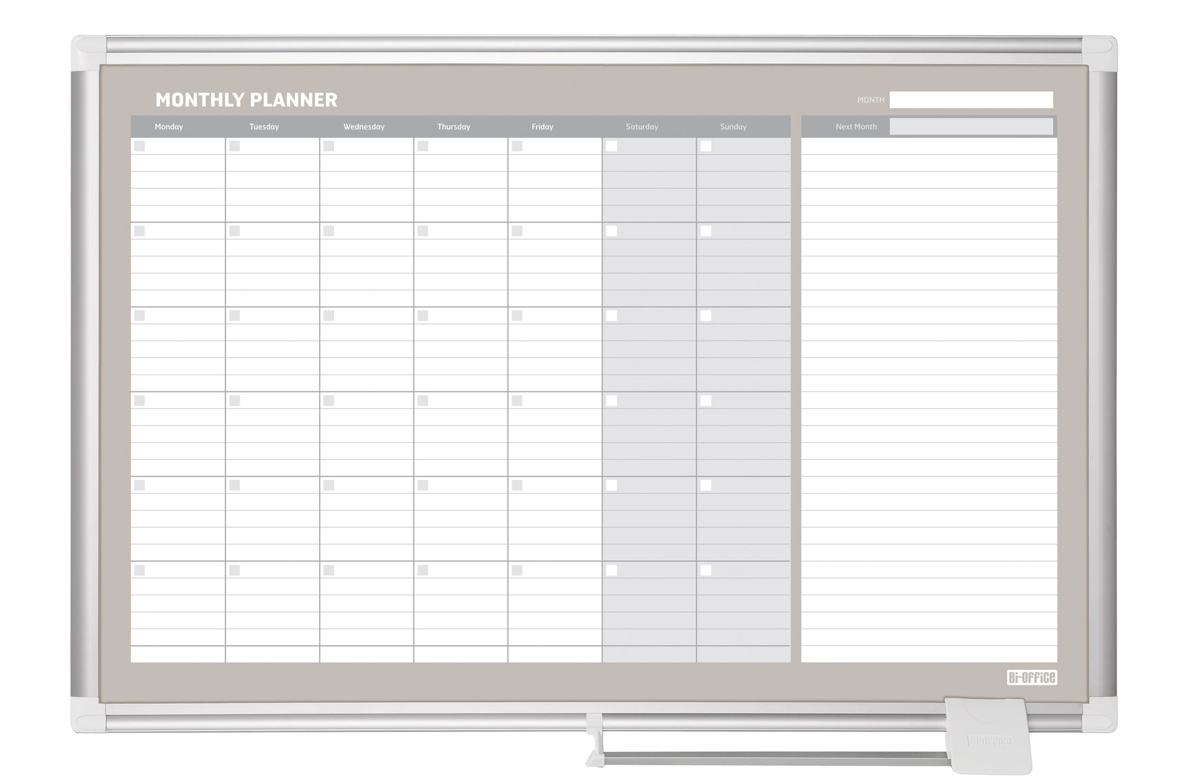 Bi-Office Monatsplaner – 90 × 60 cm, Aluminiumrahmen, Weiss