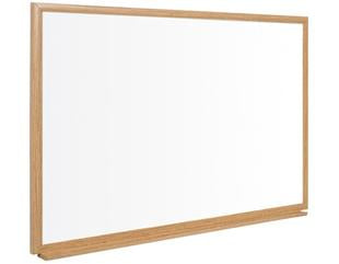 Bi-Office Whiteboard – 90 × 60 cm, lackierter Stahl, magnetisch, Holzrahmen, Wandmontage, inkl. Stiftablage