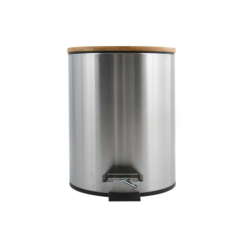 Spirella Treteimer Adonis – 5 l – Stahl/Bambus, rund – grau
