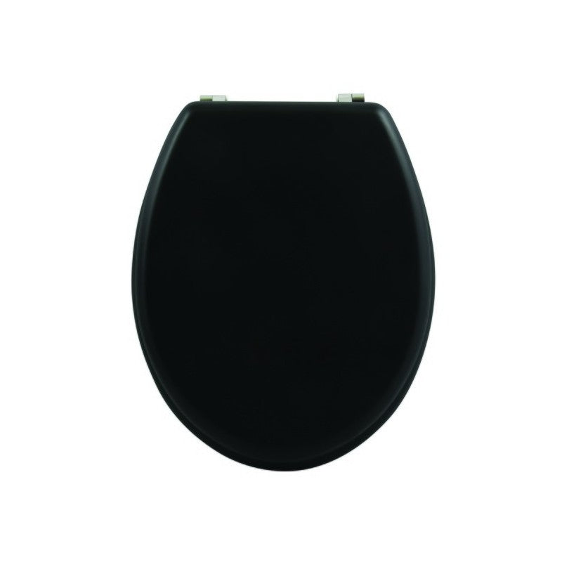 MSV WC-Sitz – MDF/Edelstahl, Schwarz matt, 36,5 × 42,5 cm