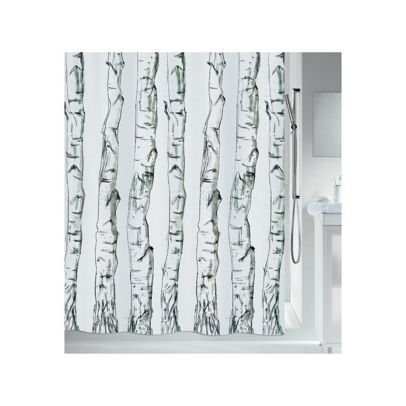 Spirella Wood Duschvorhang – 180 × 180 cm – Weiss – Polyester – waschbar bei 40 °C