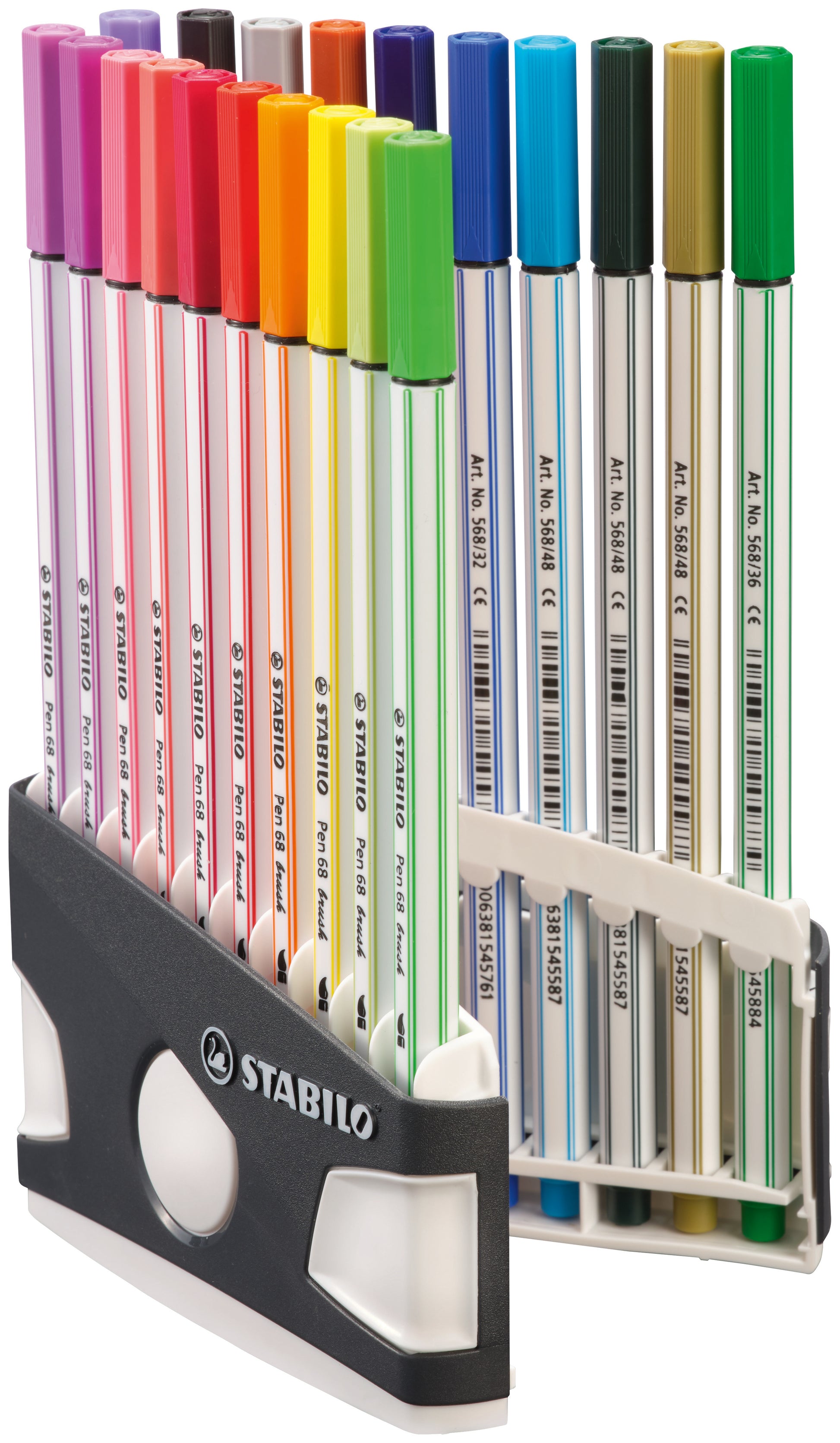 STABILO Pen 68 brush ARTY Pinselstifte, ColorParade – Pinselspitze, wasserbasiert, 20 Farben