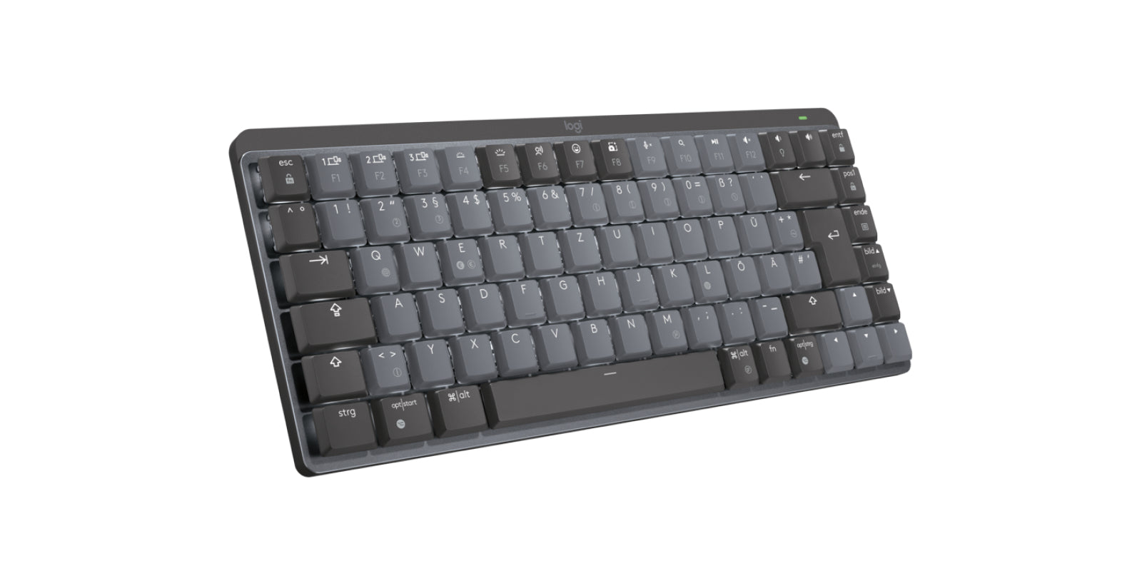 Logitech MX Mech Mini – Tastatur, kabellos, DE-Layout (DE), mechanisch, beleuchtet, Grau