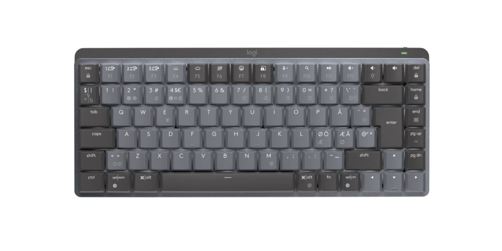 Logitech MX Mechanical Mini – Tastatur, kabellos (Bluetooth), 65%, mechanisch, beleuchtet, Graphit