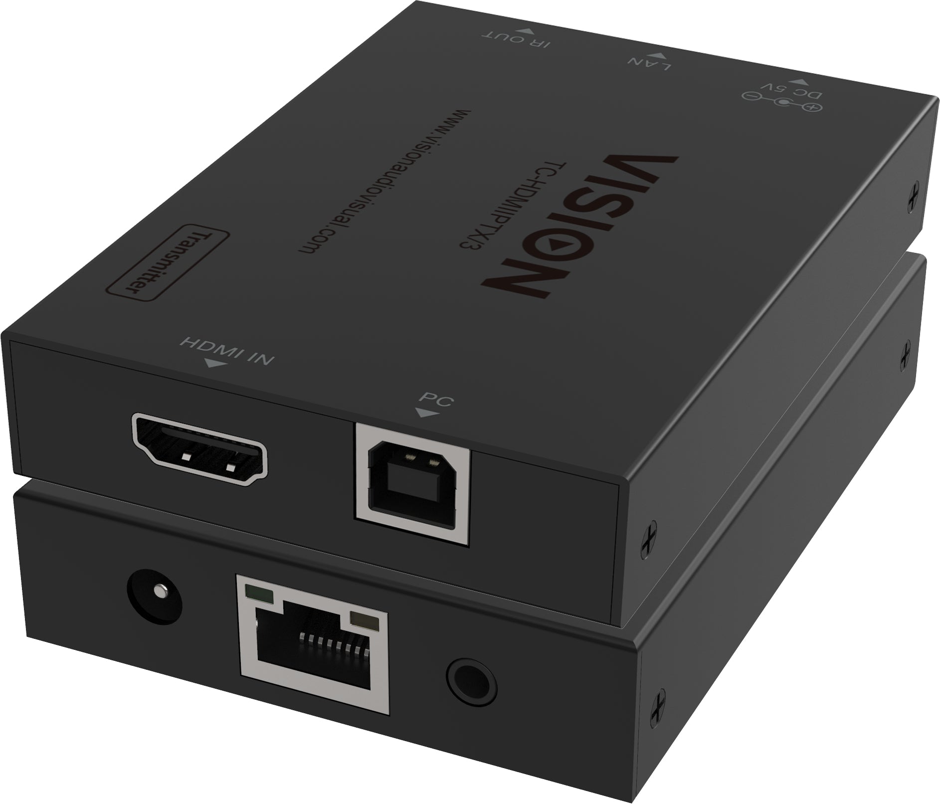 Vision HDMI-over-IP Empfänger, über IP, 1920 × 1200@60 Hz, 1× HDMI Eingang, 1× RJ‑45 Eingang, 2× USB‑A, HDCP 1.4, H.265