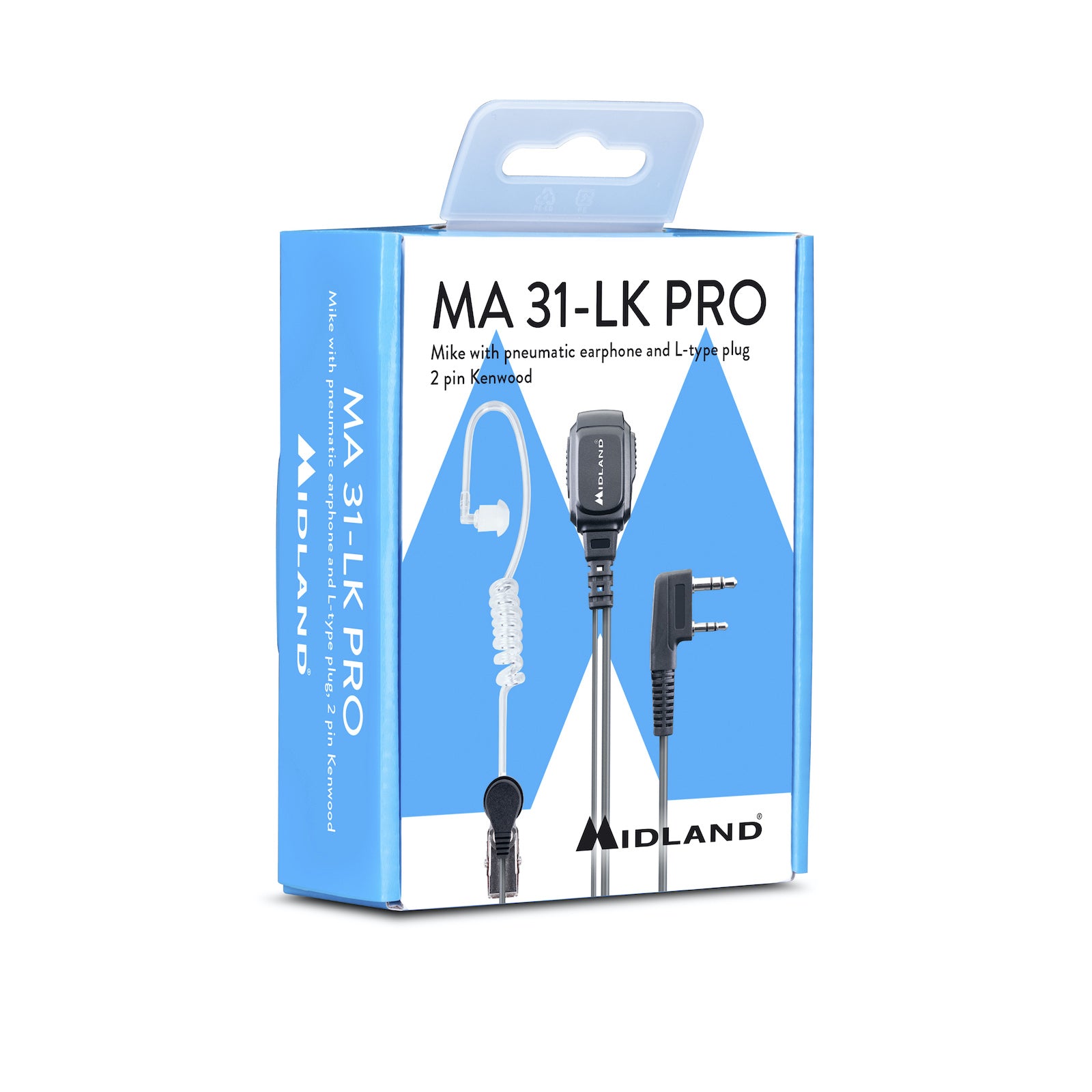 Midland MA 31-LK Pro – Headset (Set), kabelgebunden, 3,5-mm-Anschluss, Im-Ohr, schwarz/transparent