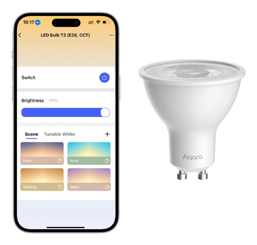 Aqara Smart-Leuchtmittel GU10 – 2700–6500 K, 450 lm, Bluetooth/Zigbee – für Apple HomeKit, Google Assistant