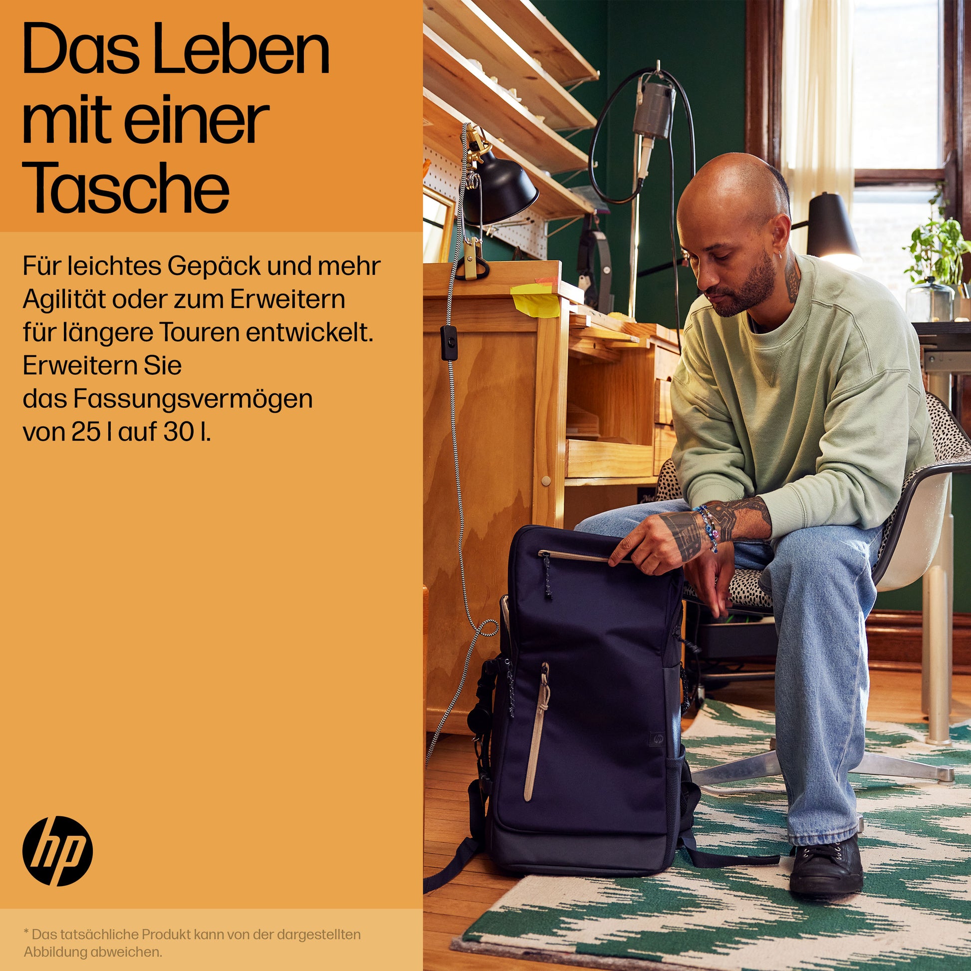 HP Notebook-Rucksack bis 15,6" – 25 l, erweiterbar – Blau