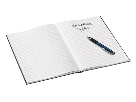 Leitz Notizbuch, A4, liniert, Fadenheftung, Karton, 160 Seiten, 90 g/m² – schwarz