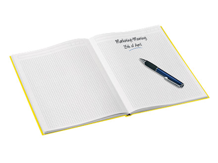 Leitz Notizbuch – A5 – kariert – 80 Blatt – 90 g/m² – Hardcover, geprägte Oberfläche – gelb – FSC