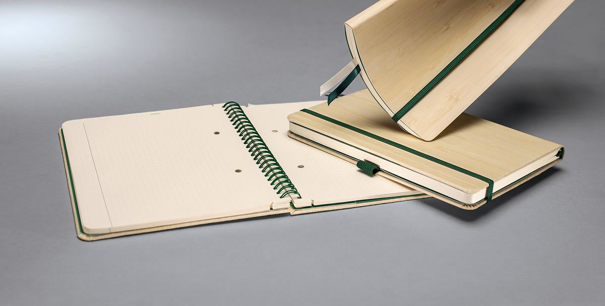 Sigel Collegeblock – A5 – perforiert, 2-fach gelocht, Einstecktasche, abgerundete Kanten, Bambus, FSC