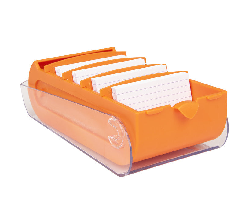 Biella Karteikasten – für A7 quer – mit Deckel, Polypropylen (PP), orange, inkl. 100 Karten
