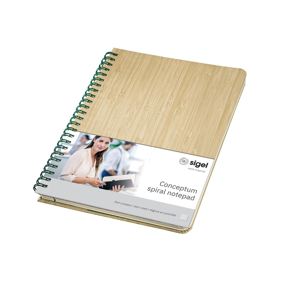 Sigel Collegeblock – A5 – perforiert, 2-fach gelocht, Einstecktasche, abgerundete Kanten, Bambus, FSC