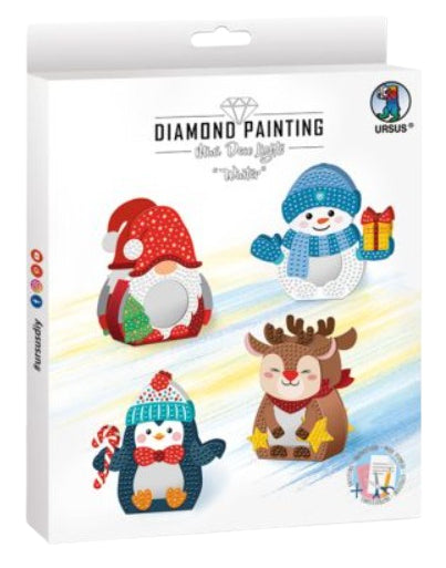 URSUS Deco-Lights – Diamond-Painting-Set – Winter – 4 Stück