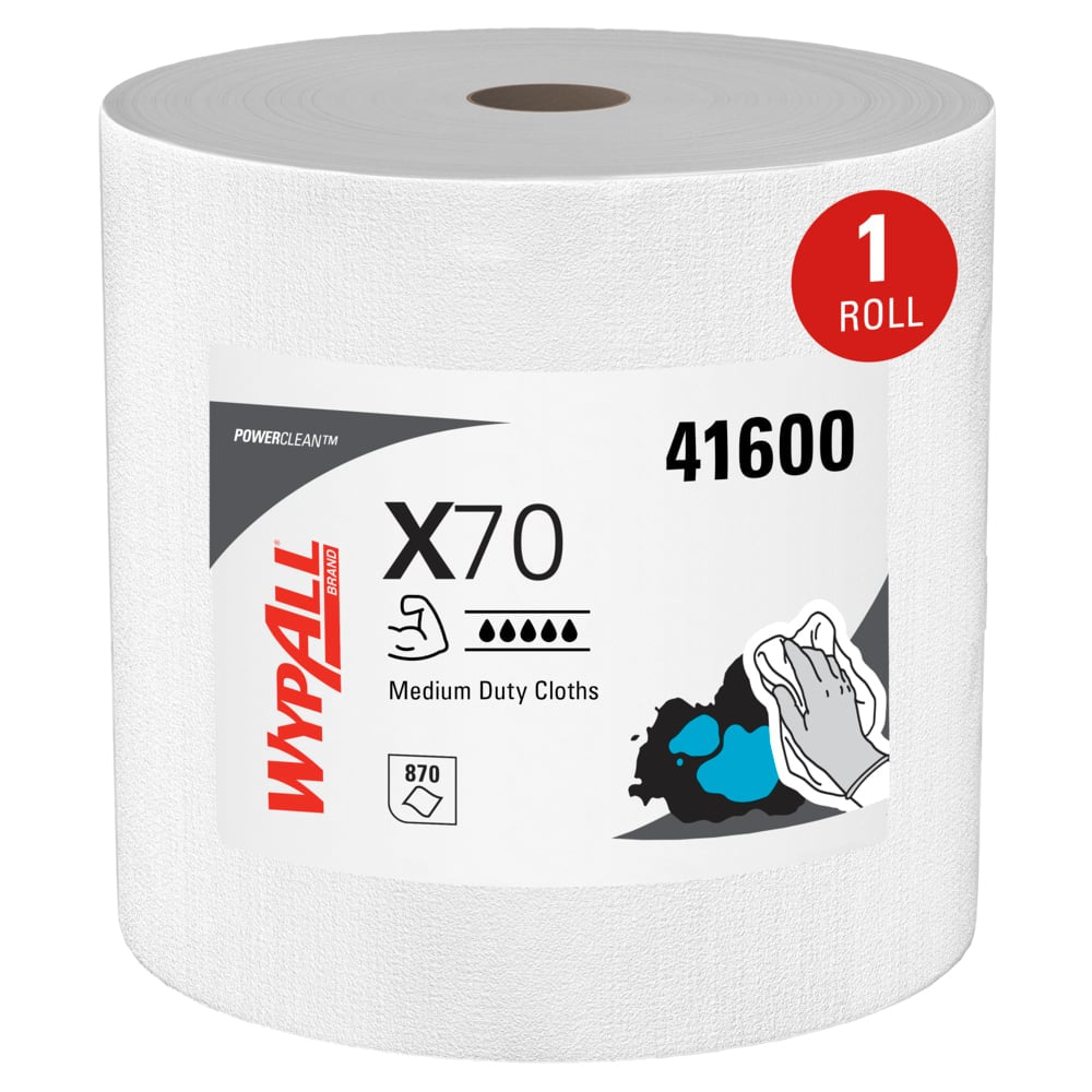 WypAll Wischtuchrolle X70 – 1-lagig – 31,5 × 34 cm – weiss – 1 Rolle