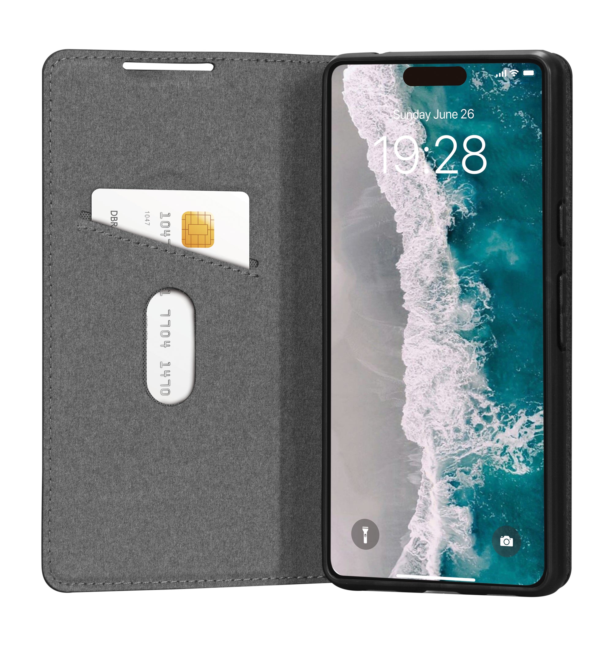dbramante1928 Wallethülle – für Apple iPhone 15, mit Ständer, 1 Kartenfach, PU, Schwarz