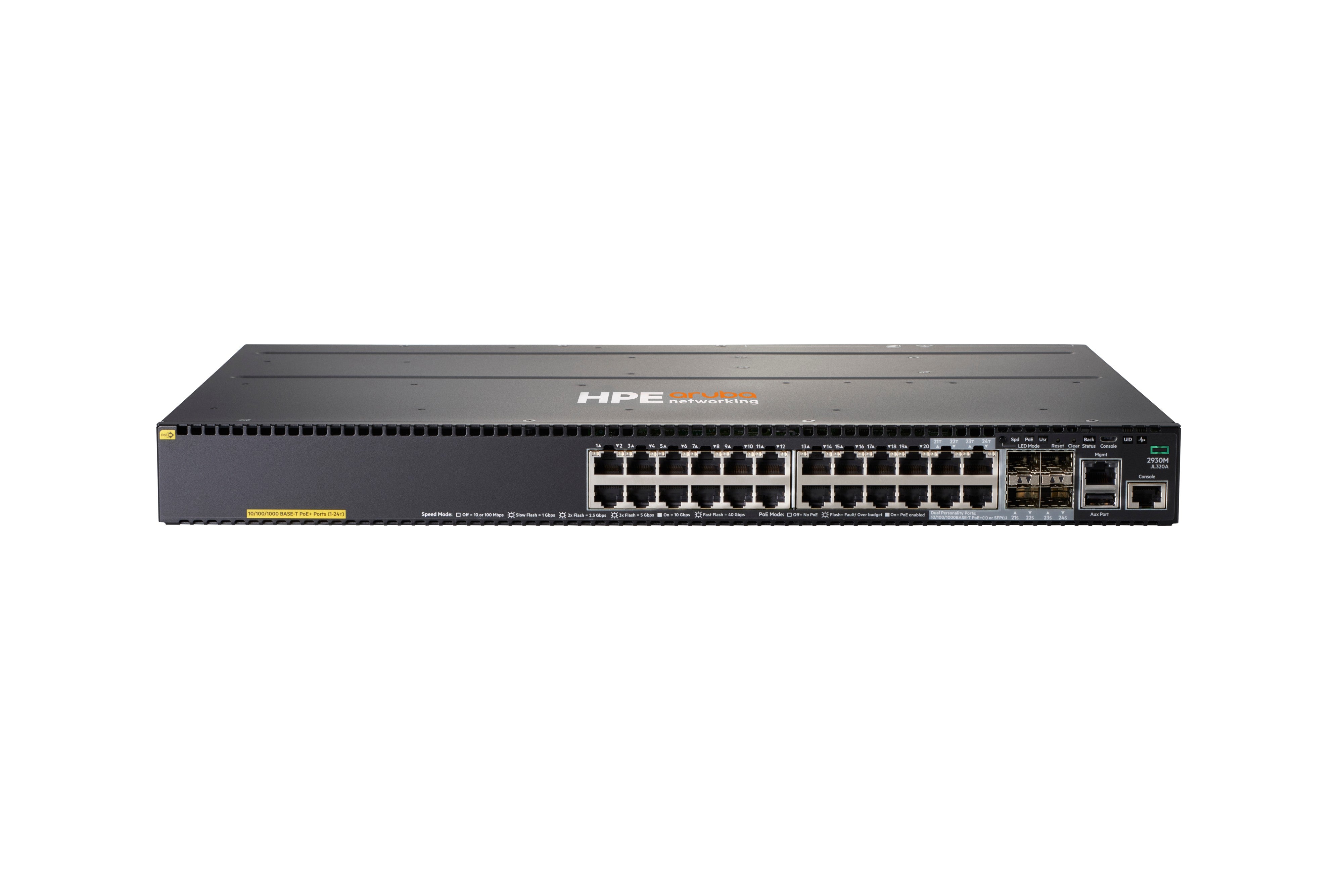 HPE 2930M-24G JL320A – Managed Switch – 20×GbE, 4×SFP, L3, PoE+ 720 W, 1U