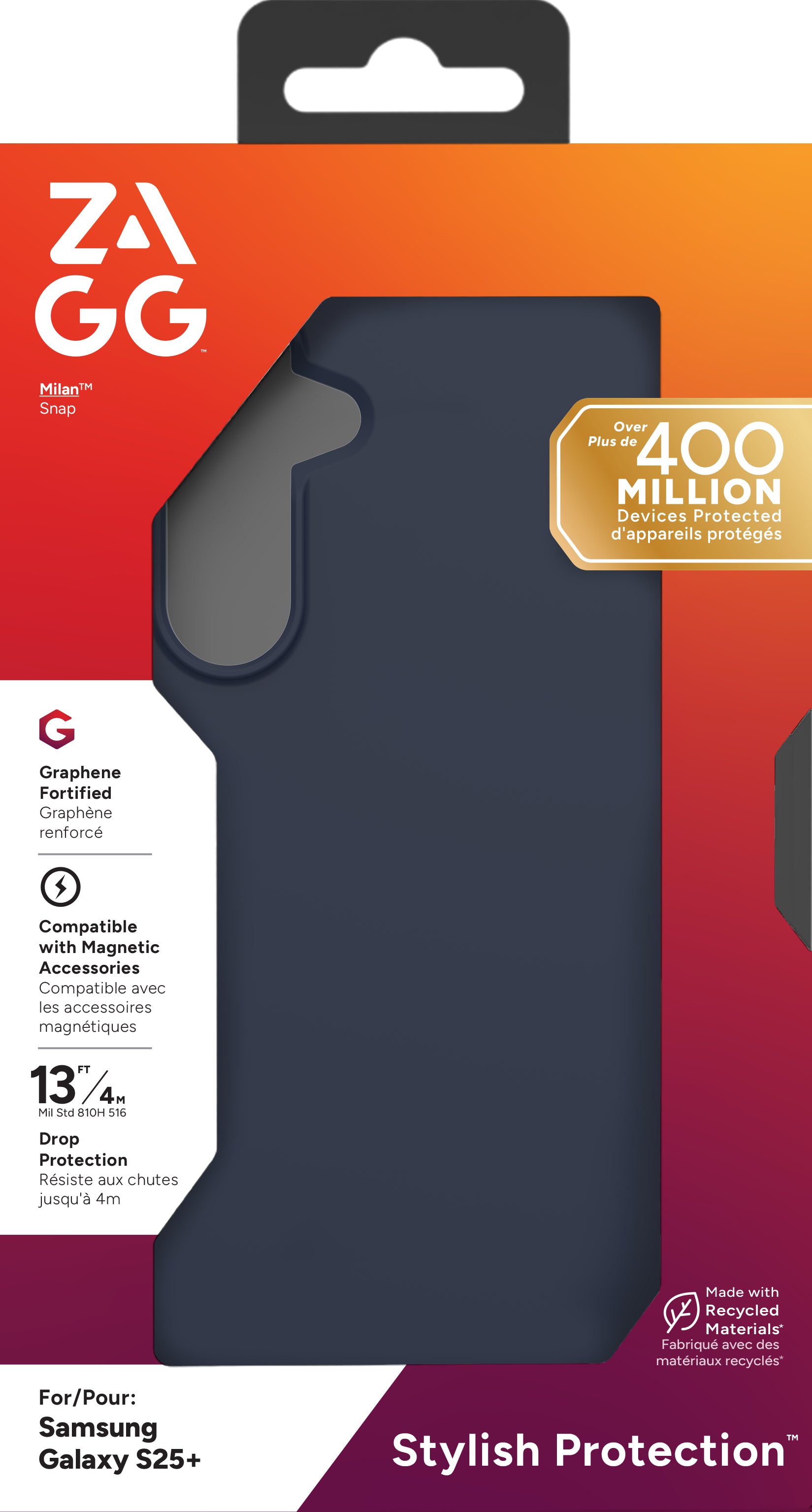 ZAGG Backcover Milan – für Samsung Galaxy S25+ – Navy – Snap-/Lock-Verschluss