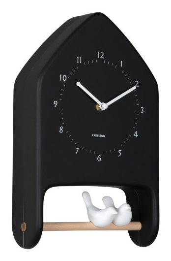 Karlsson Love Birds Wanduhr – Analog, 20 × 32 × 7,1 cm, Schwarz, Kunststoff