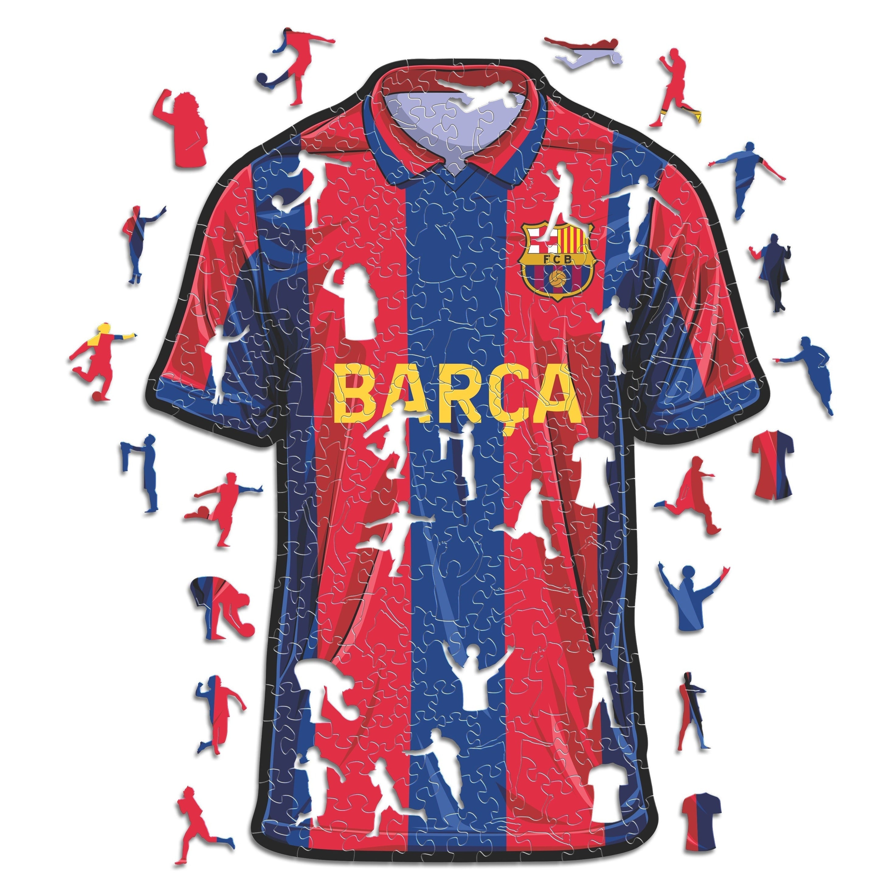 Iconic Puzzles Puzzle FC Barcelona Trikot – 270 Teile – 30 × 38 cm – ab 10 J. – Holz – Blau/Rot